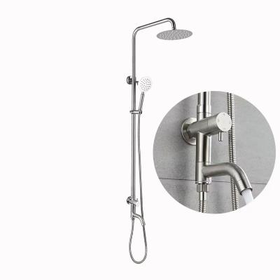 China With Sliding Bar Southeast Asia Simply Simple Cold Shower Economical Set Brushed Stainless Steel Rain Shower Set for sale