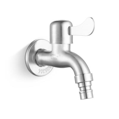 China New Design Metered Faucets Brushed Water Taps Wall Mounted For Washing Machine Stainless Steel Quick Open Bibcock for sale