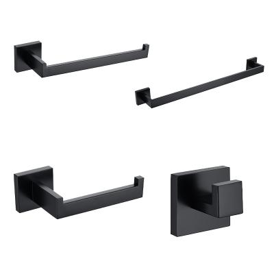 China Hotel Factory Direct Fashionable Antique Bathroom Hardware 4 Pieces Set Black Stainless Steel Hardware Accessories Set for sale