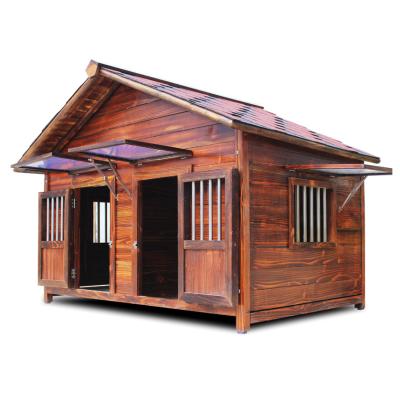 China Sustainable Dog Houses Wooden House Douglas Fir Comfortable Double House Luxury For Pets Keep Out The Rain for sale