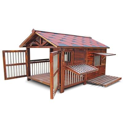 China Piramid Sustainable Wooden House Dog Crate Outdoor Fashion Durable Easy To Clean Kennel Cage for sale