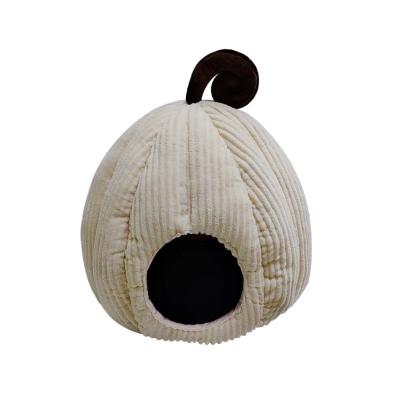 China Cat Bed Winter Removable Wash Cooling Enclosed Pumpkin Form Cat Bed House for sale