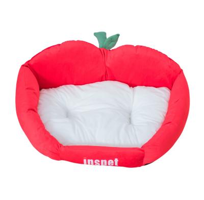 China Cooling Eco-Friendly Orthopedic Dog Bed Cute Apple Shape Red Green Washable Bed For Small Pets for sale