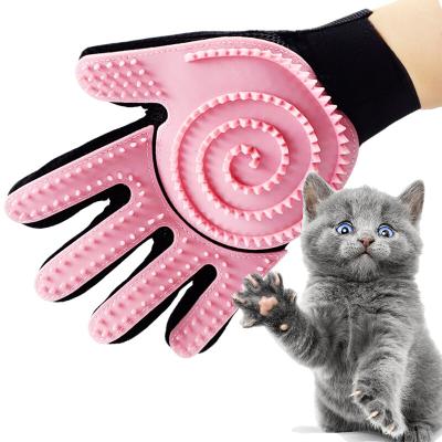 China Dog Grooming Glove Five Fingers Hair Removal Cat Pet Glove Bath Washing Glove Stocked Brush for sale