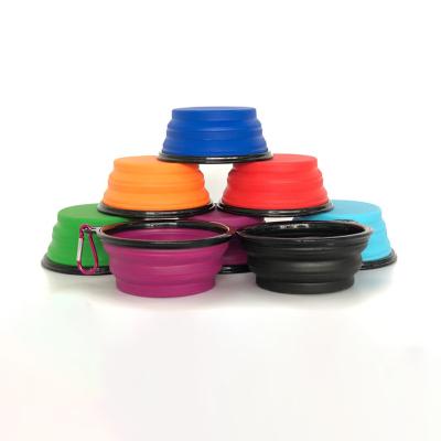 China Stored Collapsible Dog Bowls For Travel Portable Dog Water Bowl Dogs Dish For Silicone Pet Walking Bowl for sale