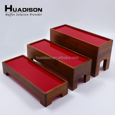 China Huadison Decorations Buffet Decorations Huadison Acrylic Cake Bread Stand Dessert Display Wooden Sustainable High Quality Buffet Stand for sale