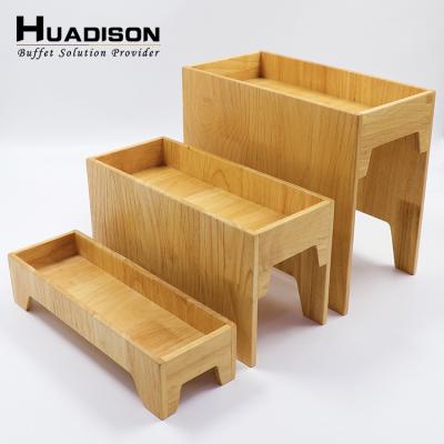 China Huadison Dubai Wholesale High Quality Rustic Three Tier Sustainable Cake Stand Natural Wooden Dessert Stand for sale