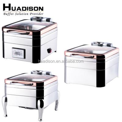 China Wedding Caterers & canteens & restaurants & Hotels Huadison Hotel Equipment Buffet Banquet Chafing Dish Mini 4 L Rose Gold Chafing Dish Sale for sale