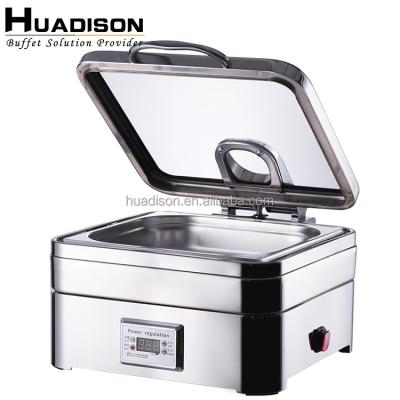 China Wedding Caterers & canteens & restaurants & Hotels Huadison New Design Lid Chafing Dish Indian Glass High Quality Electric Chafing Dish Stainless Steel for sale