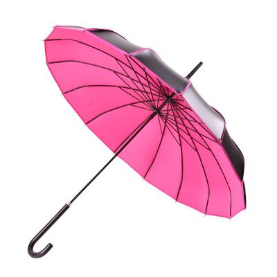 China Bride Modern Wedding Shape Pagoda Liner Sunblock Sunblock Umbrella Straight Black UV Umbrella For Lady for sale