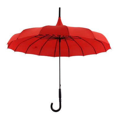 China Custom 16 Modern J Ribs Handle Rain Sunny Women Wedding Pagoda Umbrella With LOGO Printing for sale