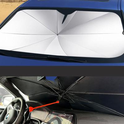 China 140*70cm New Design Modern Car Sun Shade Front Windshield Folding Umbrella With Plastic Shaft for sale