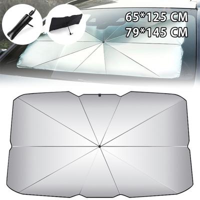 China 2 Size Modern Car Sun Shade Silver Front Windshield Folding Sunshade Titanium Umbrella For Cars for sale