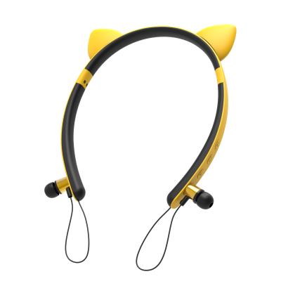 China OEM factory cat special gift ear neckband earphones wireless cute neckband earphone BT kids promotional gift for sale