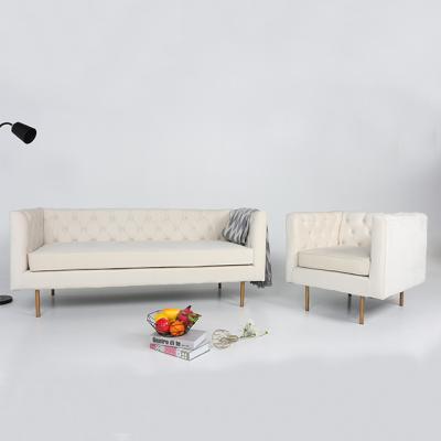 China Modern Home Furniture White Velvet 3+2 Seat Chesterfield Velvet Sofa Settee for sale