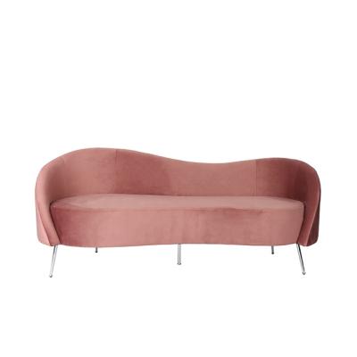 China Fashionable New Style Home Furniture Pink Velvet Three Seats Sofa Canape for sale