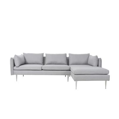 China Comfortable Freed Furniture L Shape Gray Fabric Sleeper Corner Sofa Seat Living Room Sofa for sale