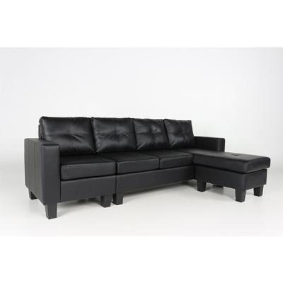 China Modern design l shape sofa living room black leather corner sofa new corner sofa for sale