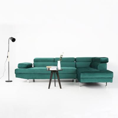 China Corner Sofa Living Room Sofa Modern L Shape Corner Sofa Canape de Sofa Latest Green Velvet Fabric for sale