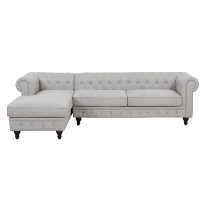 China Modern White Canvas Fabric L Shape Chesterfield SOFA Design Sofa Latest Living Room New Chesterfield Sofa for sale