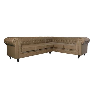 China Sofa Modern Brown PU 7 Seater Corner Chesterfield Modular Leather Sectional Sofa for sale