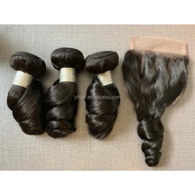 China Loose wave YFhair sell one set(3pcs hair bundles and one closure),MOQ is 1pc per bundle/closure,straight,body curl/loose/deep wave,deep/curly/water for sale