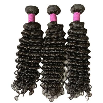 China Deep Wave Hair Machine Double Drawn Deep Wave Hair Bundle With Full Bottom, #1b Color for sale