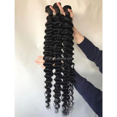 China Deep Wave Hair Machine Double Drawn Deep Wave Hair Bundle With Full Bottom, #1b Color for sale