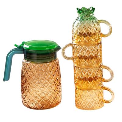 China Factory Viable Cheap Price Gradient Drinkware Water Jug Modern Colorful Home Glass Water Set for sale