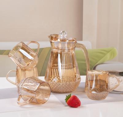 China Viable glasses set glass water jug ​​pitcher set for morden colored glass set 7 pcs water cup for sale