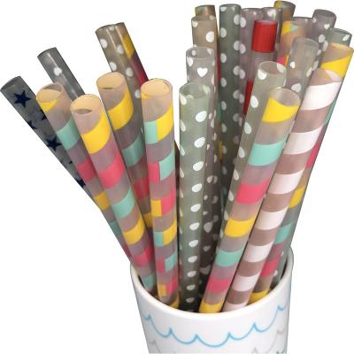 China Factory Retail Custom Design Colorful Stripes Heat Transfer For Plastic Straws for sale