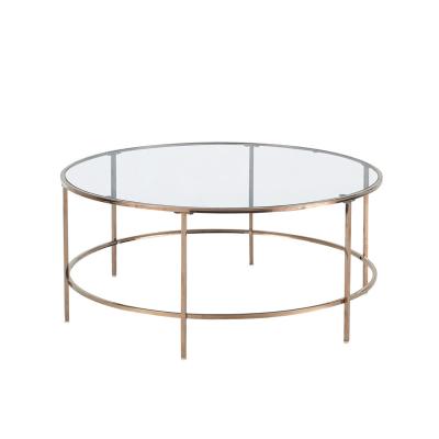 China Simple  easy to assemble Home Decorative Rounded Shape Metal Table Gold Powder Coated Designer Luxury Center Table for sale