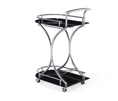 China Glass black tempered glass kitchen trolley for sale