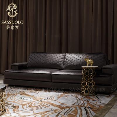 China European style Sassuolo the latest Italian postmodern imported 4 seat sanded leather sofa for sale