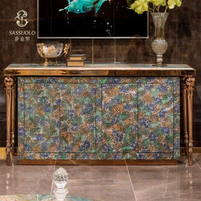 China Fashionable luxury universal lobby entrance hall console table marble cabinet console jungle series jungle Sassuol console table for sale