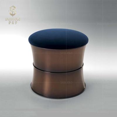 China Sassuolo Hotel Stainless Steel Soft Italian Luxury Stool Modern Base Footstool Round Stools And Stool Stools for sale