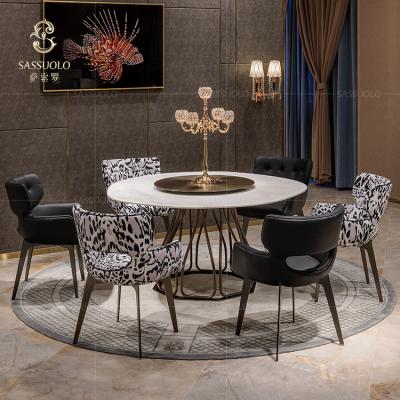 China Sassuolo Circle Marble Dining Table Robert Cavalli Metal Table Scenographer Collaboration Furniture Luxury Irregular Workmanship for sale