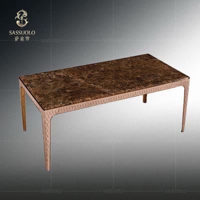 China Luxury simple marble dining table legs modern design metal Sassuolo cafe tables cheap restaurant furniture for sale