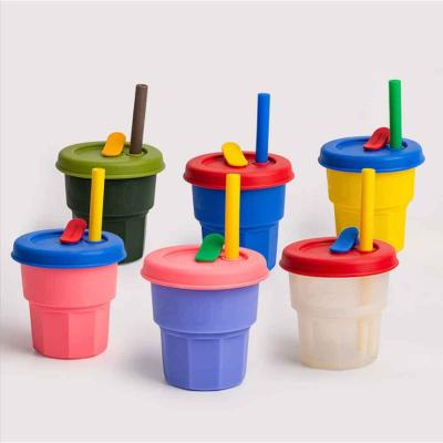 China Silicone Straw Cups, Drop-Resistant Girls' Water Cups, High Temperature Resistant Children's Soft Kids Water for sale