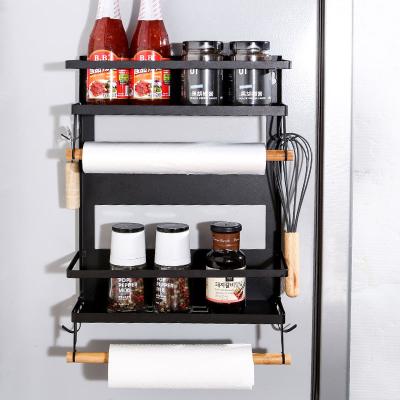 China Sustainable Fridge Spice Rack Organizer Single Tier Magnetic Fridge Spice Storage Shelf for sale