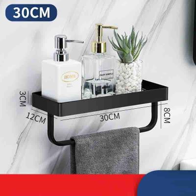 China Viable Bathroom Glass Shelf with Tempered Glass and Stainless Steel Storage Organizer Matte Black Brackets Rectangular Rustproof for sale