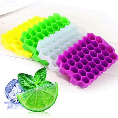 China Eco-Friendly 37 Grid Silicone Ice Cream Tray Cube Stacable Mold Set DIY Honeycomb Form Ice Cube Cold Ray Mold Ice Cream Party Drink Kitchen Tools for sale