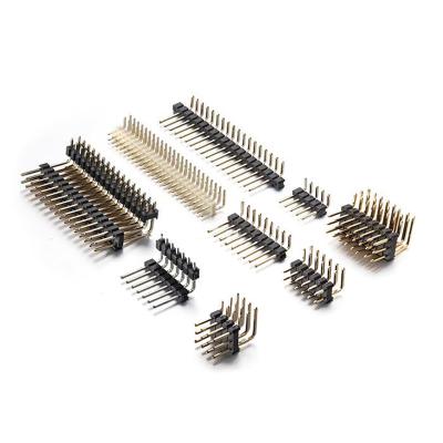 China Pitch 1.27mm 2.0mm 2.54mm Male Angle Pin Header PCB SMT Connector Single Dual Triple Row Customized for sale