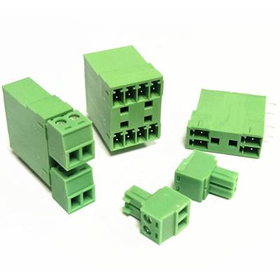 China 3.81mm Pitch Dual Row PCB Pluggable Screw Terminal Blocks Plug + Angle Pin Header for sale