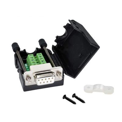 China DB9 D Sub 9 Pin RS232 Serial Port Connectors to Terminal Blocks Adapter with housing for sale