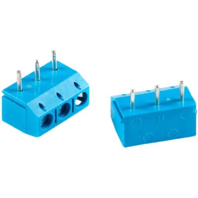 China 5.00mm Pitch PCB Mounted Screw Terminal Blocks Right Angle 2P to 20P Blue for sale