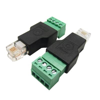 China RJ11 6P4C Male Connector Modular Plugs to 4 Pin Screw Terminal Blocks Adapter for sale