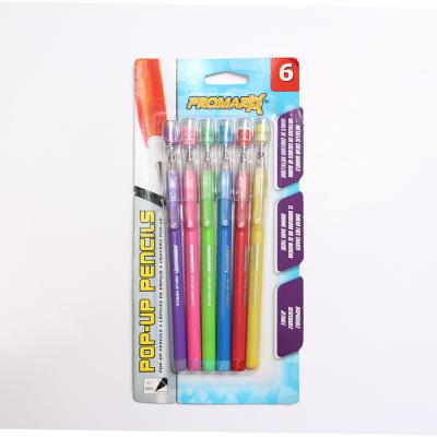 China Easter Plastic with blister card packing , plastic multi-head bullet push pencil non-sharpening pencil for sale