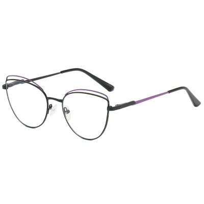 China Fashionable High Quality Metal Reading Glasses Computer Cat Eye Metal Anti Blue Double Light Glasses for sale