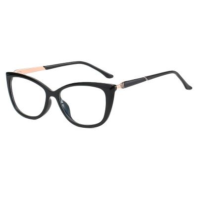 China 2022 Fashionable Wholesale Women Blue Light Anti Glare Optical Frame Blocking Metal Cat Eye Glasses Computer Optical Frames TR90 for sale